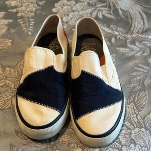 Sperry Navy and Cream Slip-On Shoes